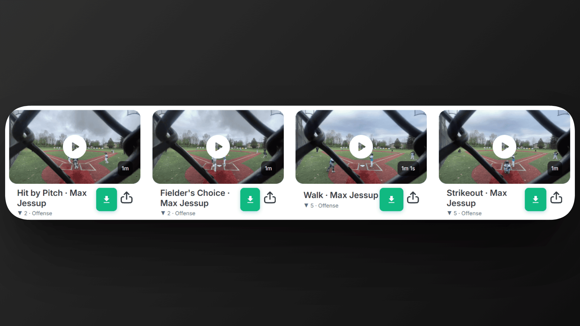 ClipKeeper extension showing download buttons on GameChanger video clips
